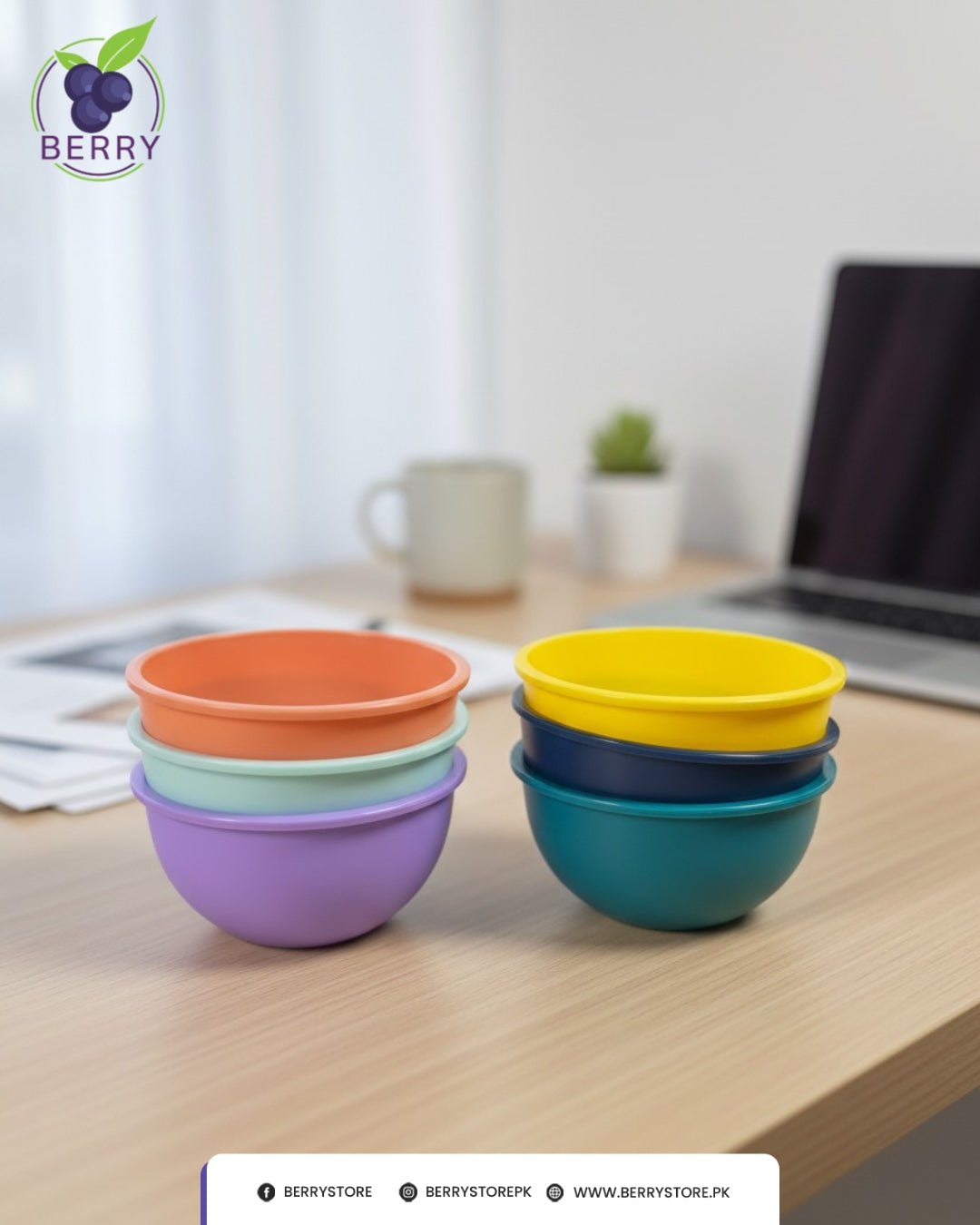Snacko Round Bowl β Pack of 3 with 3 Matching Spoons (500ml Capacity)