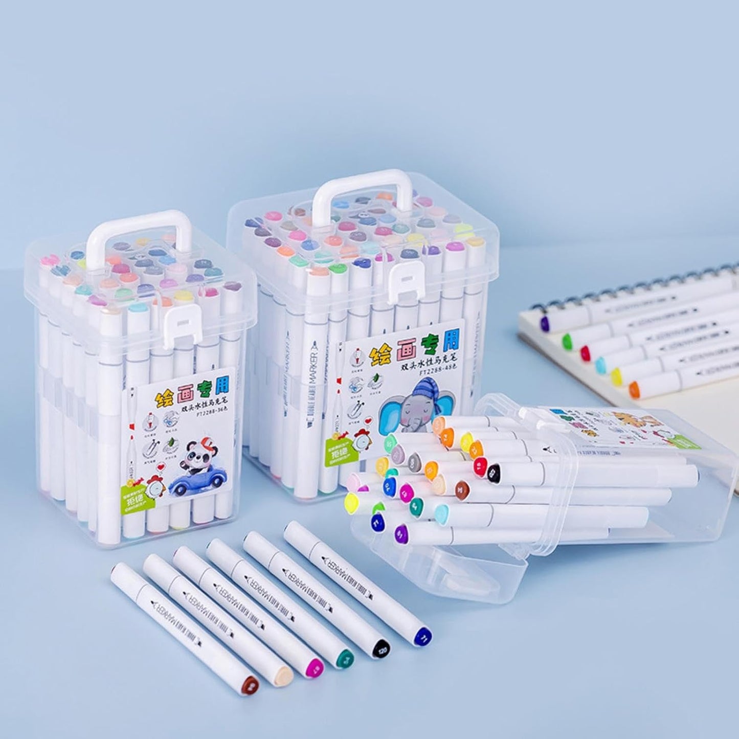 Washable Box Markers 12 Color Children's Painting Brush Student Drawing Double Head Waterborne Pen