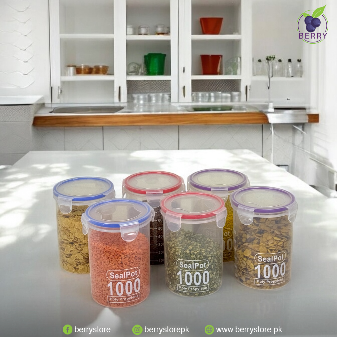 Pack of 2 1000ml Large Food Containers Seal Pot Kitchen Storage Sealed Jar Airproof Food Sealed Cans For Coffee Sugar Tea Tin