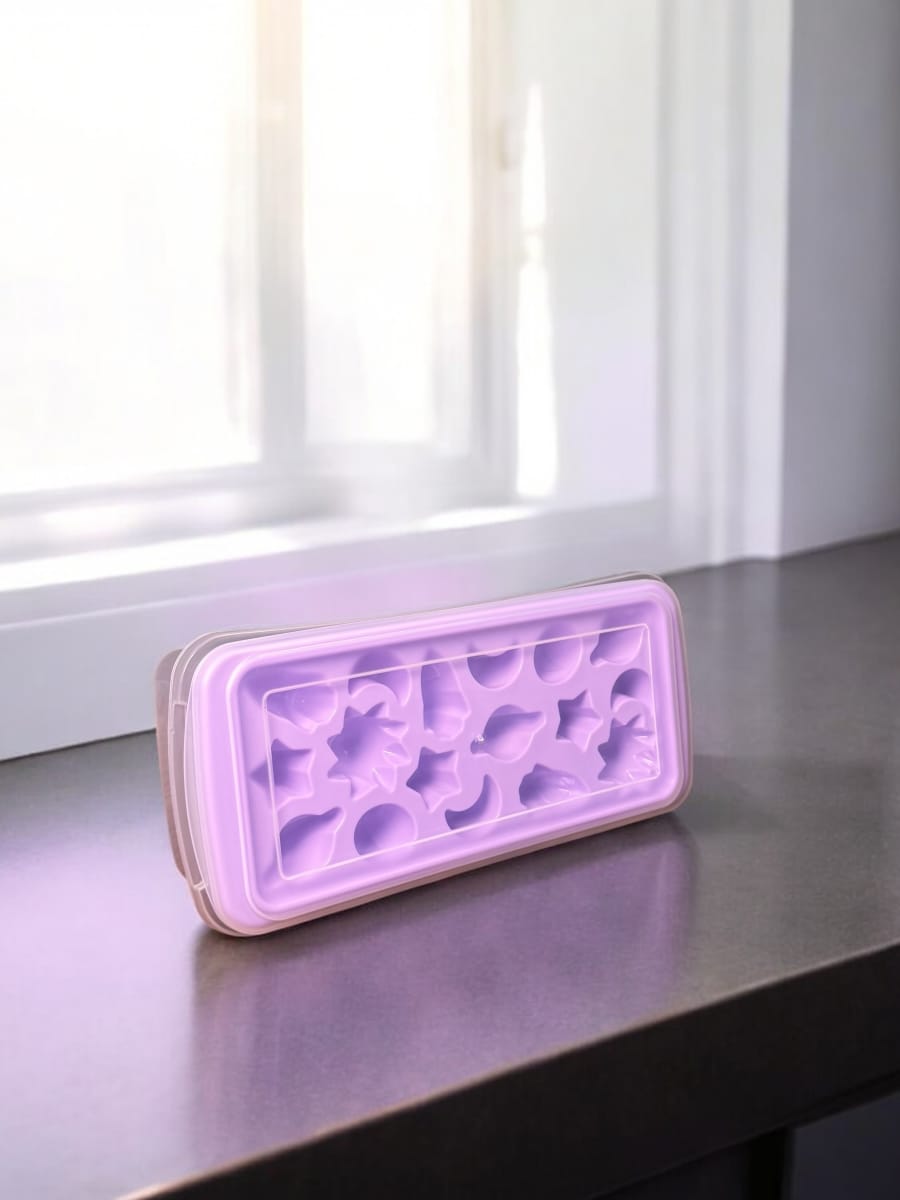 Big POP-UP Ice Tray with Storage Box, Spoon and Transparent Cover Lid