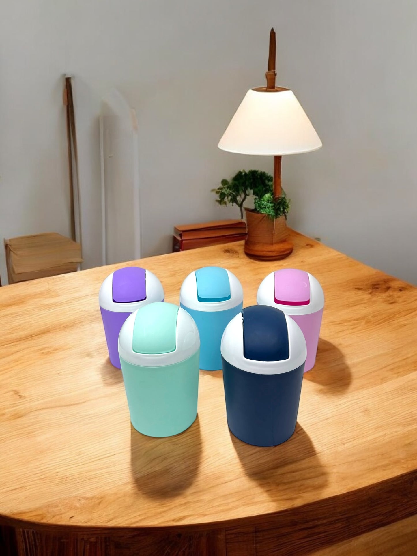 MiniBin-Trash Can-Garbage Can Kitchen Trash Can Desktop Trash Can Shakes Cover Living Room Cute Debris Bucket Car Home Desk Restaurant Storage Tube Trash Basket Desktop Trash Can