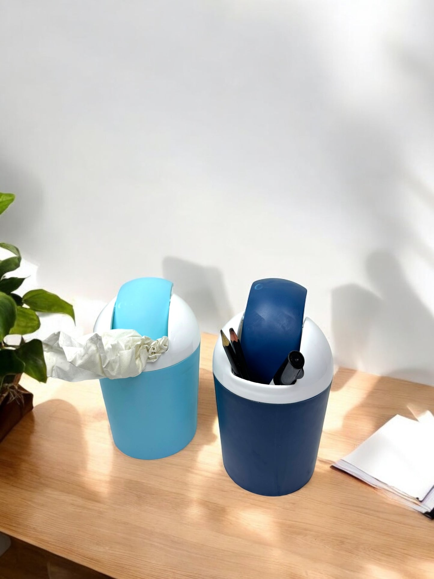 MiniBin-Trash Can-Garbage Can Kitchen Trash Can Desktop Trash Can Shakes Cover Living Room Cute Debris Bucket Car Home Desk Restaurant Storage Tube Trash Basket Desktop Trash Can