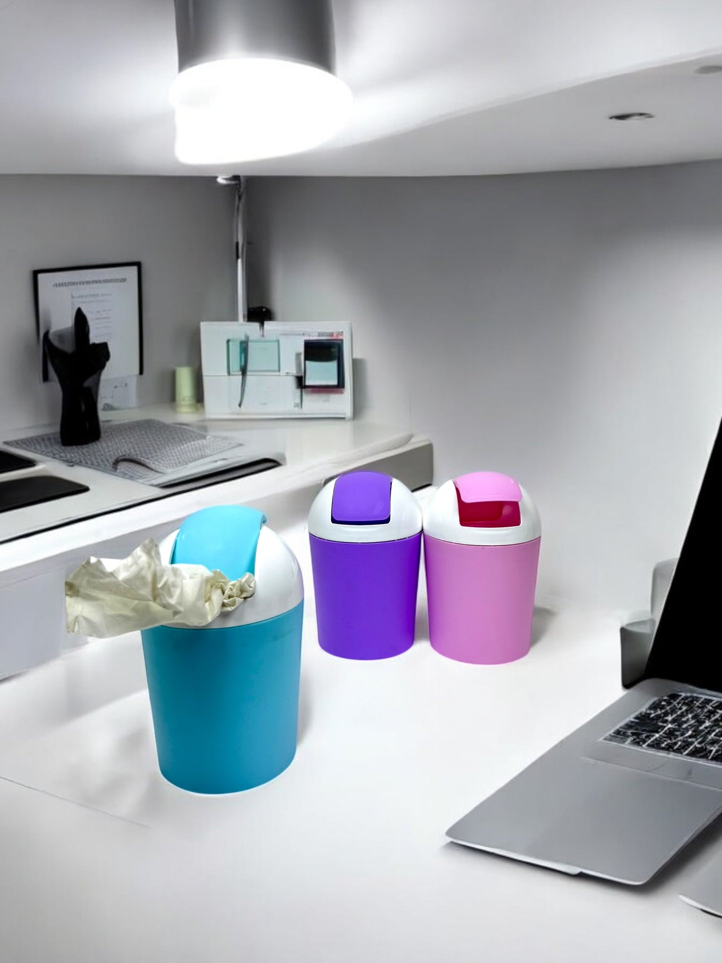 MiniBin-Trash Can-Garbage Can Kitchen Trash Can Desktop Trash Can Shakes Cover Living Room Cute Debris Bucket Car Home Desk Restaurant Storage Tube Trash Basket Desktop Trash Can