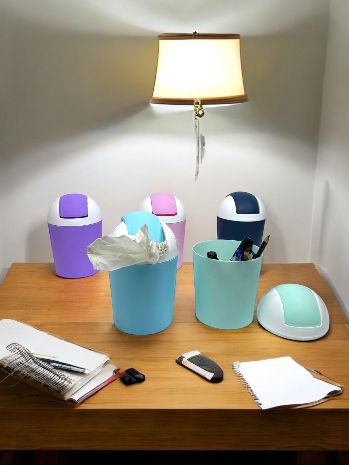 MiniBin-Trash Can-Garbage Can Kitchen Trash Can Desktop Trash Can Shakes Cover Living Room Cute Debris Bucket Car Home Desk Restaurant Storage Tube Trash Basket Desktop Trash Can