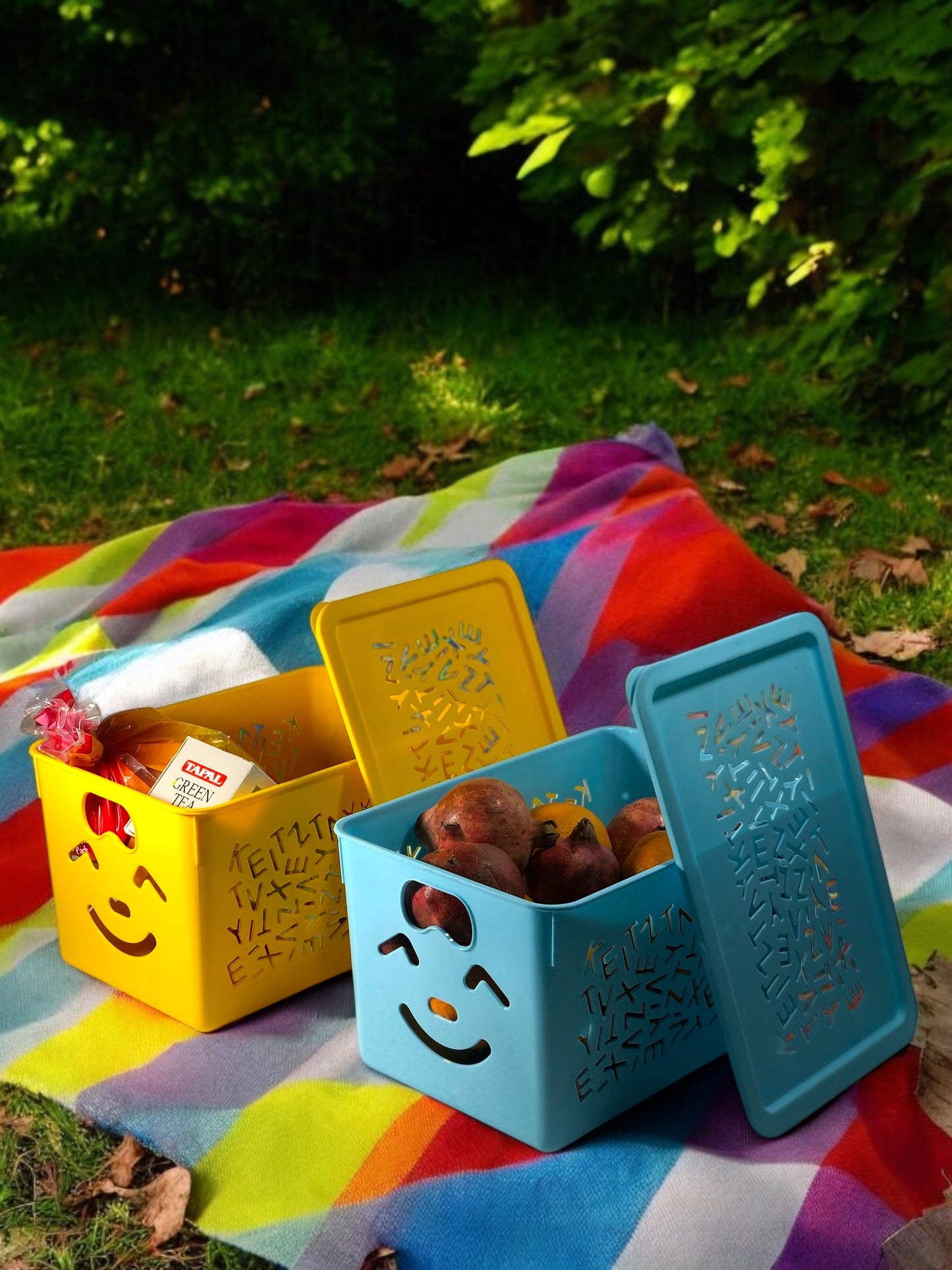 3in1 Storage Combo-Smiley Organizer Box 3in1 Set + Storage Tote Basket + Storage Multi Portion Box