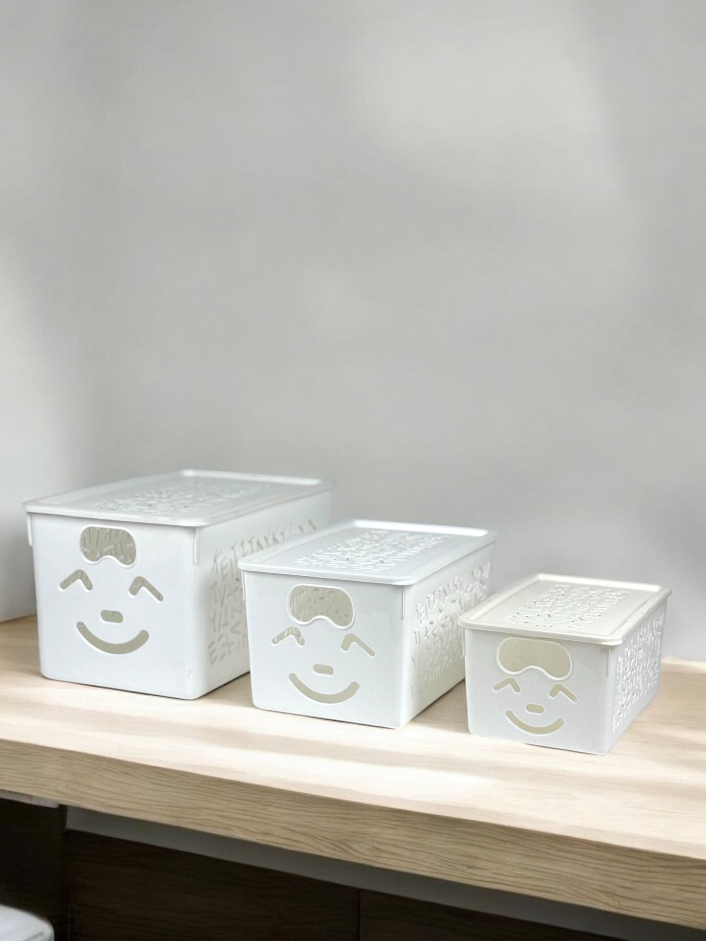 3in1 Storage Combo-Smiley Organizer Box 3in1 Set + Storage Tote Basket + Storage Multi Portion Box