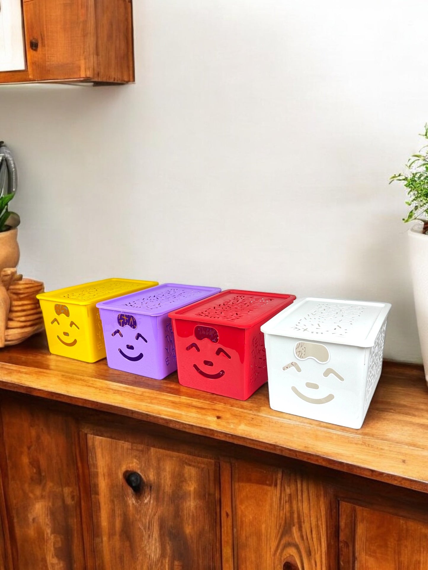 3in1 Storage Combo-Smiley Organizer Box 3in1 Set + Storage Tote Basket + Storage Multi Portion Box