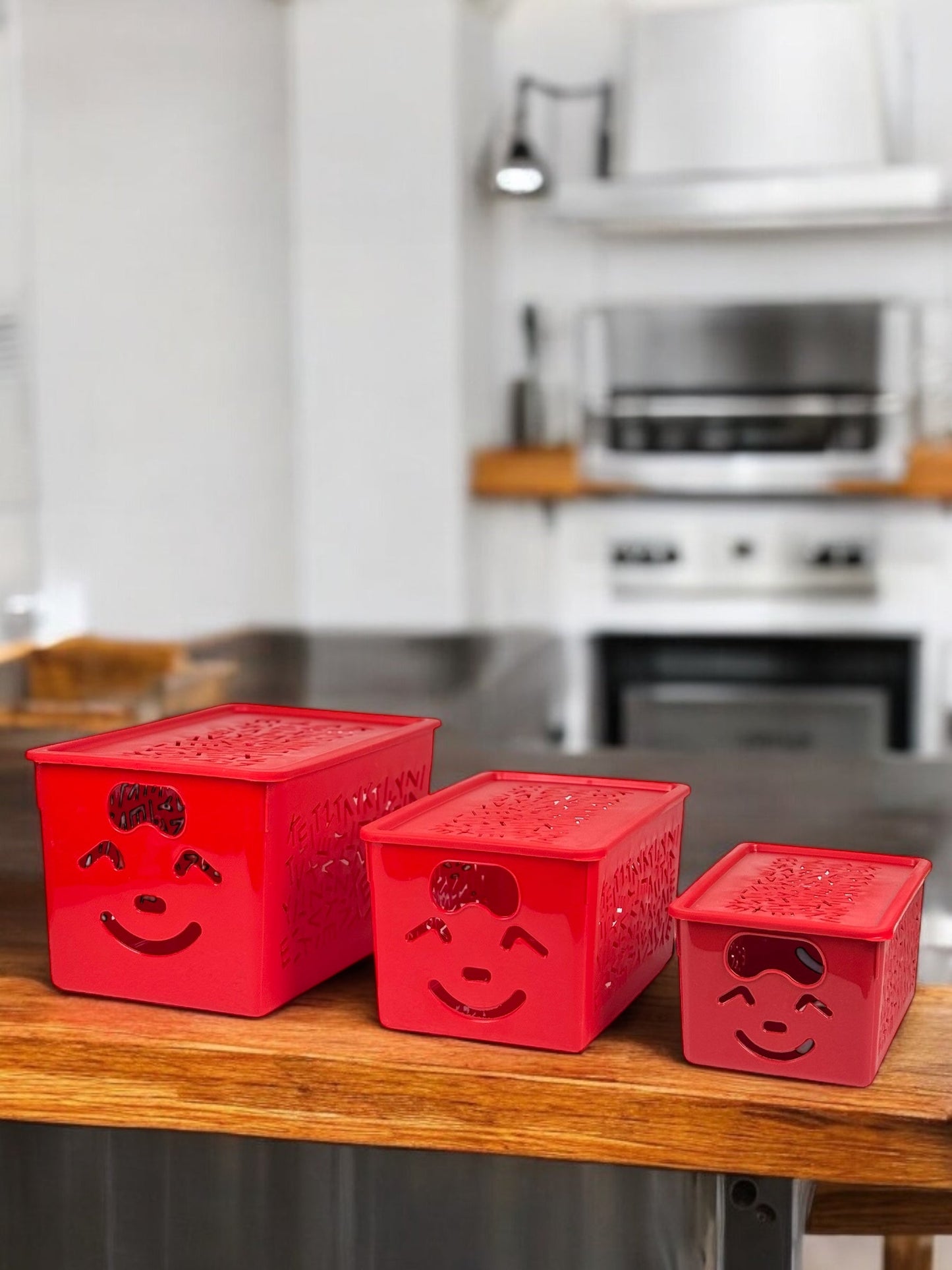 3in1 Storage Combo-Smiley Organizer Box 3in1 Set + Storage Tote Basket + Storage Multi Portion Box