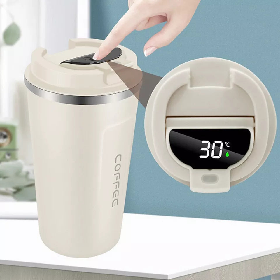 2in1 Drinkware Combo-900 ML Steel Thermos & 510 ML LED Temperature Coffee Cup