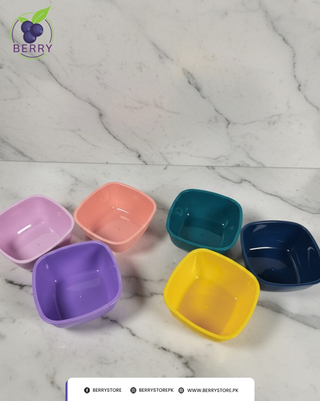 Snacko Square Bowl – Pack of 3 with 3 Matching Spoons (700ml Capacity)