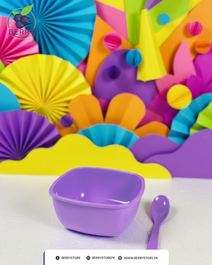 Snacko Square Bowl – Pack of 3 with 3 Matching Spoons (700ml Capacity)