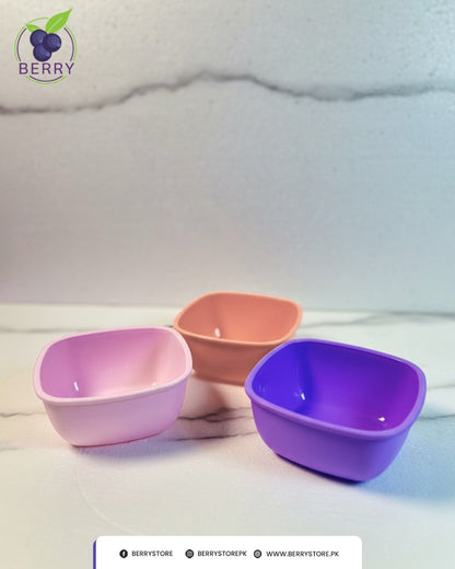 Snacko Square Bowl – Pack of 3 with 3 Matching Spoons (700ml Capacity)