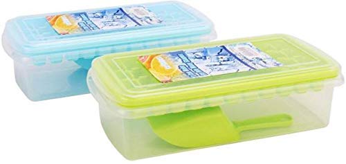Big POP-UP Ice Tray with Storage Box, Spoon and Transparent Cover Lid