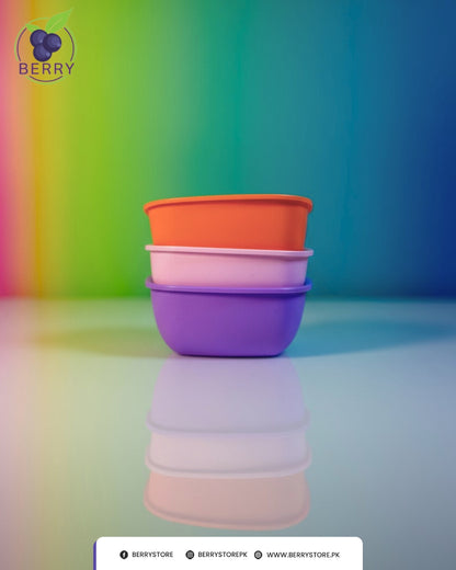 Snacko Square Bowl – Pack of 3 with 3 Matching Spoons (700ml Capacity)