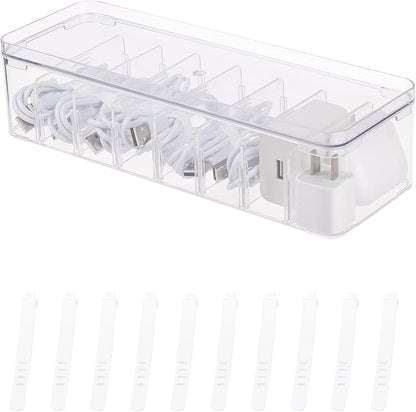 Desktop Storage Box With Lid Home Cable Management USB Charger Data Cable Organizer