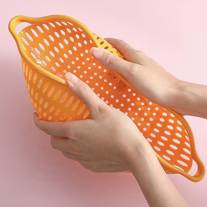 8PCS Strainers for Kitchen 8 Piece Kitchen Washbas Double-Layer Basket Vegetable & Fruit Multi-functional Plastic Washing Basket Blue Small Berry Colander