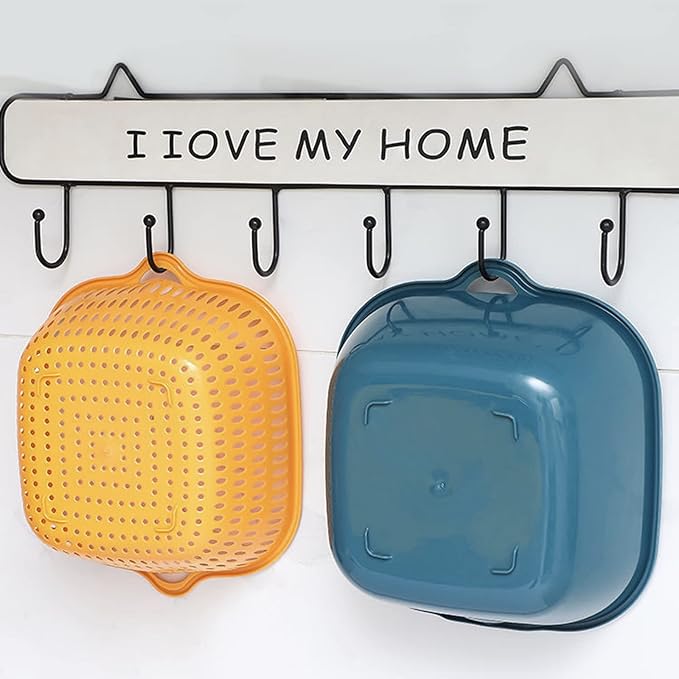 8PCS Strainers for Kitchen 8 Piece Kitchen Washbas Double-Layer Basket Vegetable & Fruit Multi-functional Plastic Washing Basket Blue Small Berry Colander