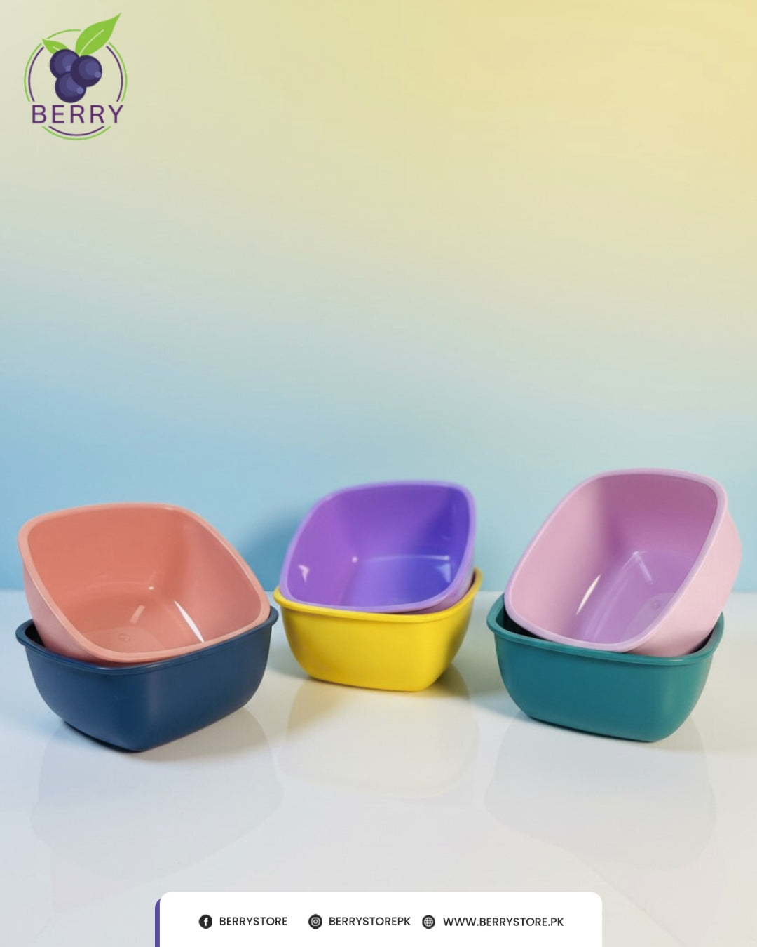 Snacko Square Bowl – Pack of 3 with 3 Matching Spoons (700ml Capacity)