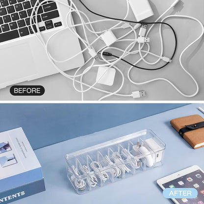 Desktop Storage Box With Lid Home Cable Management USB Charger Data Cable Organizer