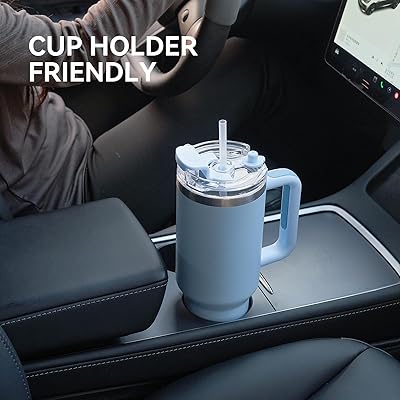 40 oz 1200 ml Tumbler with Handle and Straw Lid, Stainless Steel Insulated Travel Mug, Cup Dupes for Car