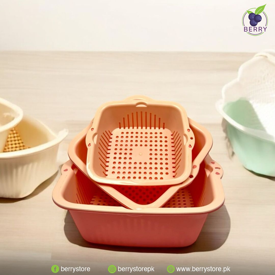 [6 Pieces] Sieve Kitchen Set, [2-in-1] Multifunctional Kitchen Strainer, Strainer Set, 3 Sizes, Plastic Pasta Strainer, Colander for Fruit and Vegetable Strainer