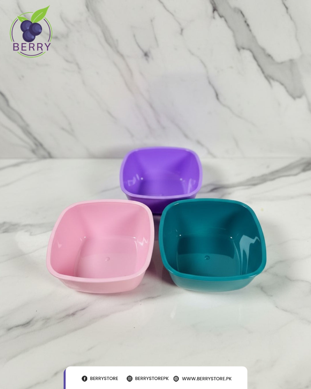 Snacko Square Bowl – Pack of 3 with 3 Matching Spoons (700ml Capacity)