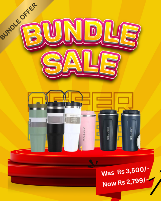 2in1 Drinkware Combo-900 ML Steel Thermos & 510 ML LED Temperature Coffee Cup