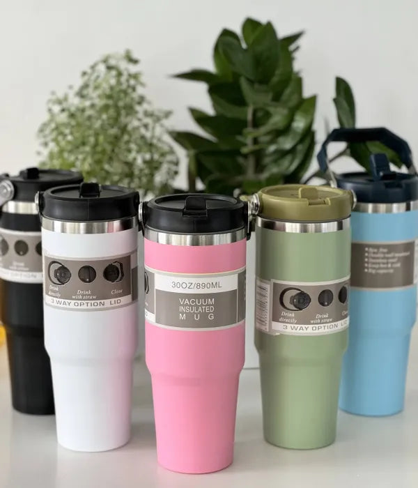 2in1 Drinkware Combo-900 ML Steel Thermos & 510 ML LED Temperature Coffee Cup