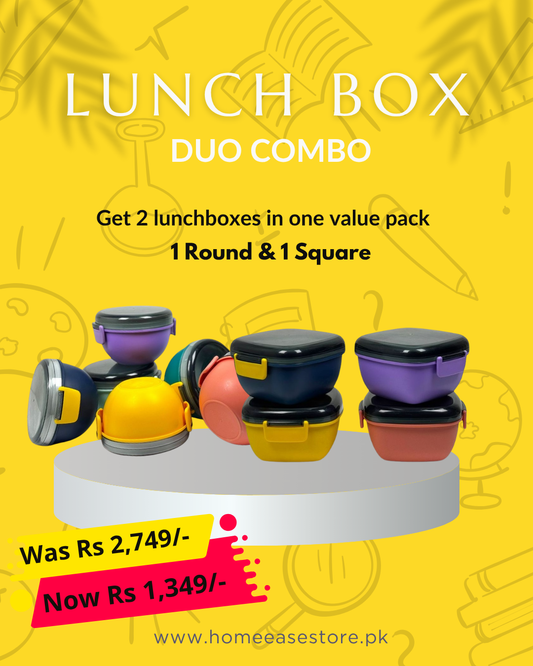 Lunch Box Duo Combo – 1 Round + 1 Square Airtight Lunch Box