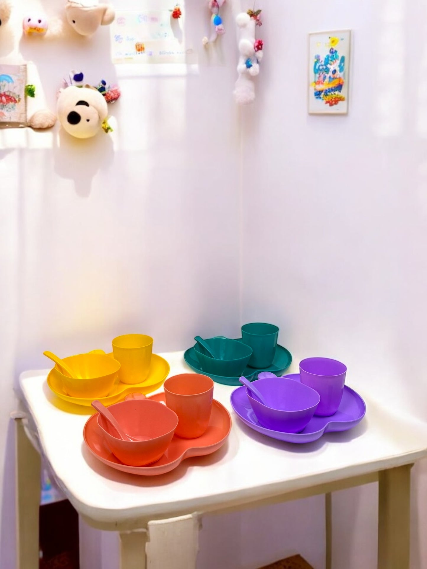 Apple Kids Set - 3 Apple Plates, 3 Mini Glasses, 3 Mini Bowls, 3 Spoons