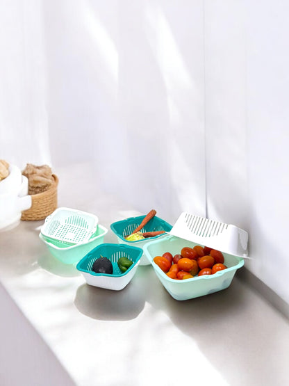 6 Pieces , [2-in-1] Multifunctional Kitchen Strainer Set, 3 Sizes