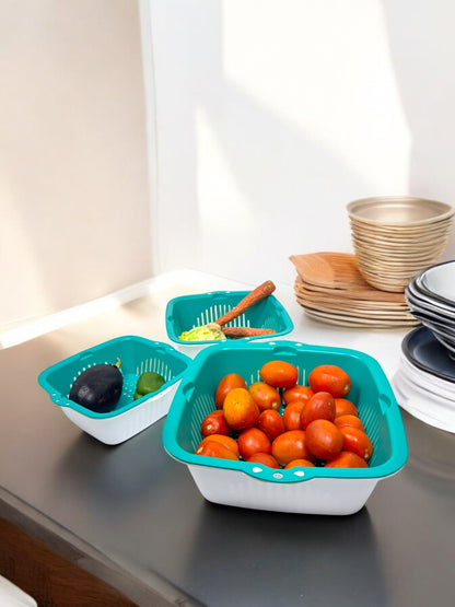 6 Pieces , [2-in-1] Multifunctional Kitchen Strainer Set, 3 Sizes