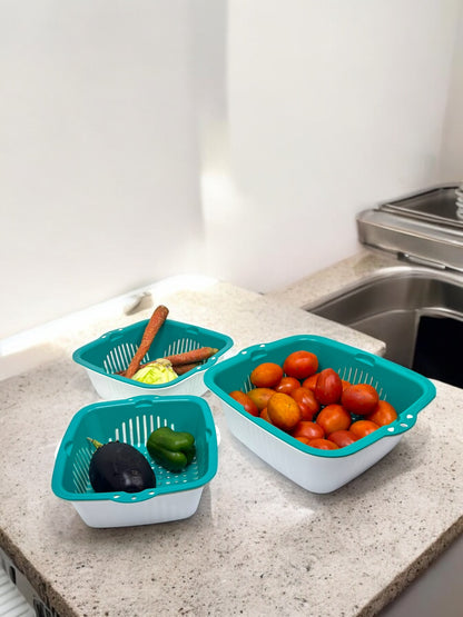 6 Pieces , [2-in-1] Multifunctional Kitchen Strainer Set, 3 Sizes