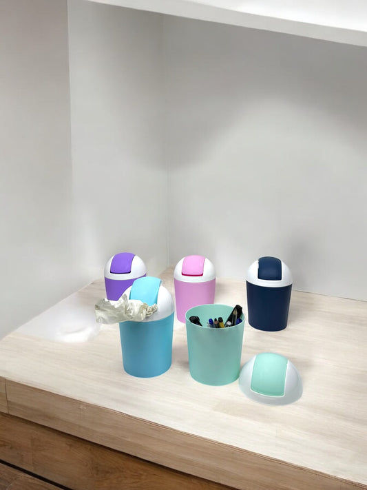 MiniBin-Trash Can-Garbage Can Kitchen Trash Can Desktop Trash Can Shakes Cover Living Room Cute Debris Bucket Car Home Desk Restaurant Storage Tube Trash Basket Desktop Trash Can
