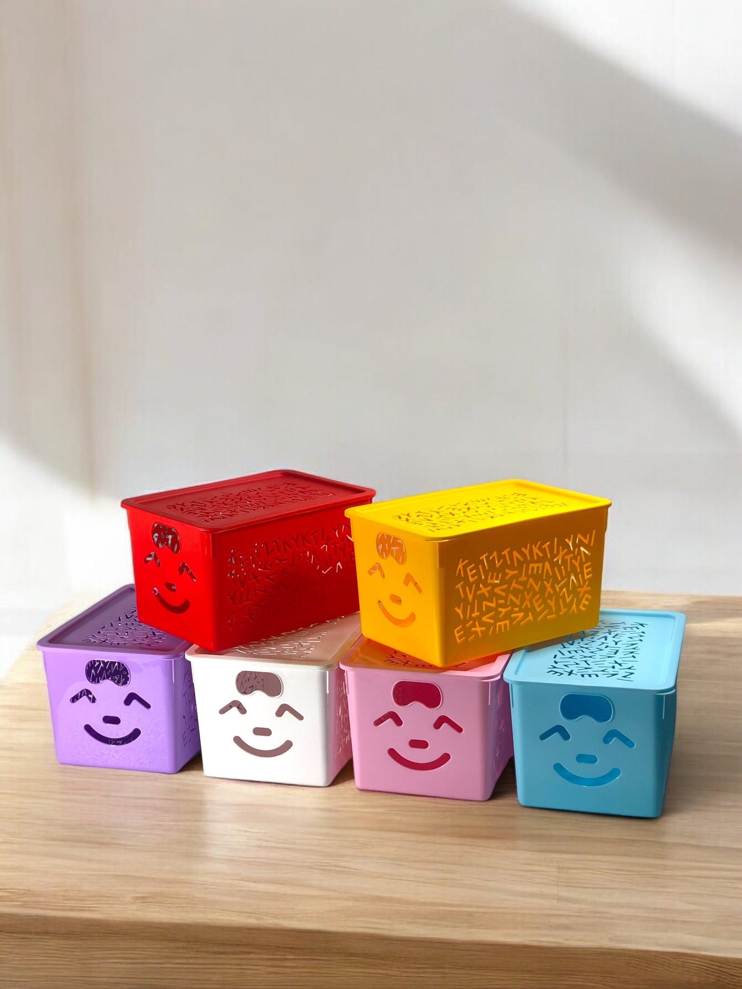 3in1 Storage Combo-Smiley Organizer Box 3in1 Set + Storage Tote Basket + Storage Multi Portion Box