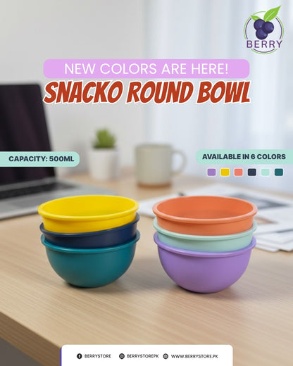 Snacko Round Bowl – Pack of 3 with 3 Matching Spoons (500ml Capacity)