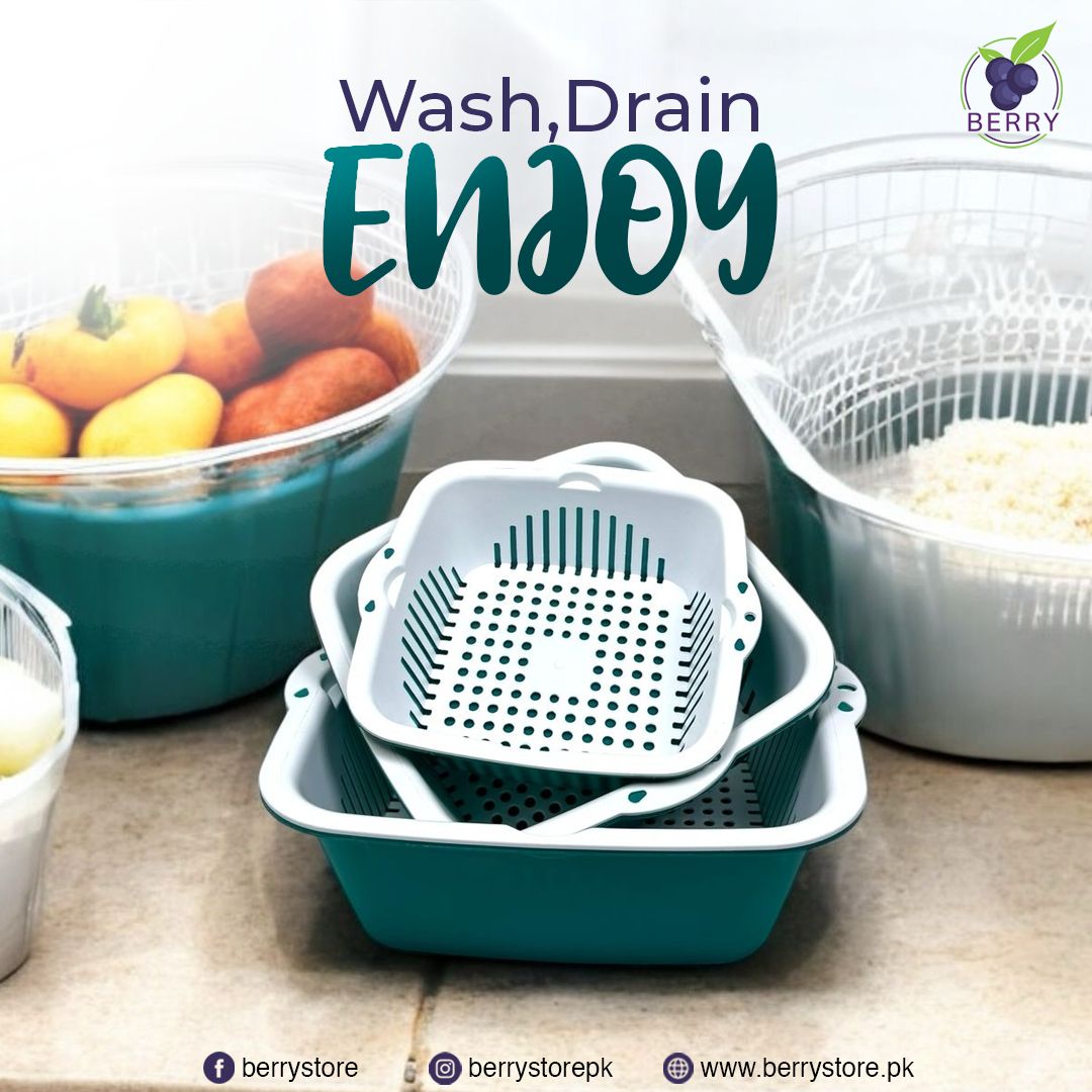[6 Pieces] Sieve Kitchen Set, [2-in-1] Multifunctional Kitchen Strainer, Strainer Set, 3 Sizes, Plastic Pasta Strainer, Colander for Fruit and Vegetable Strainer