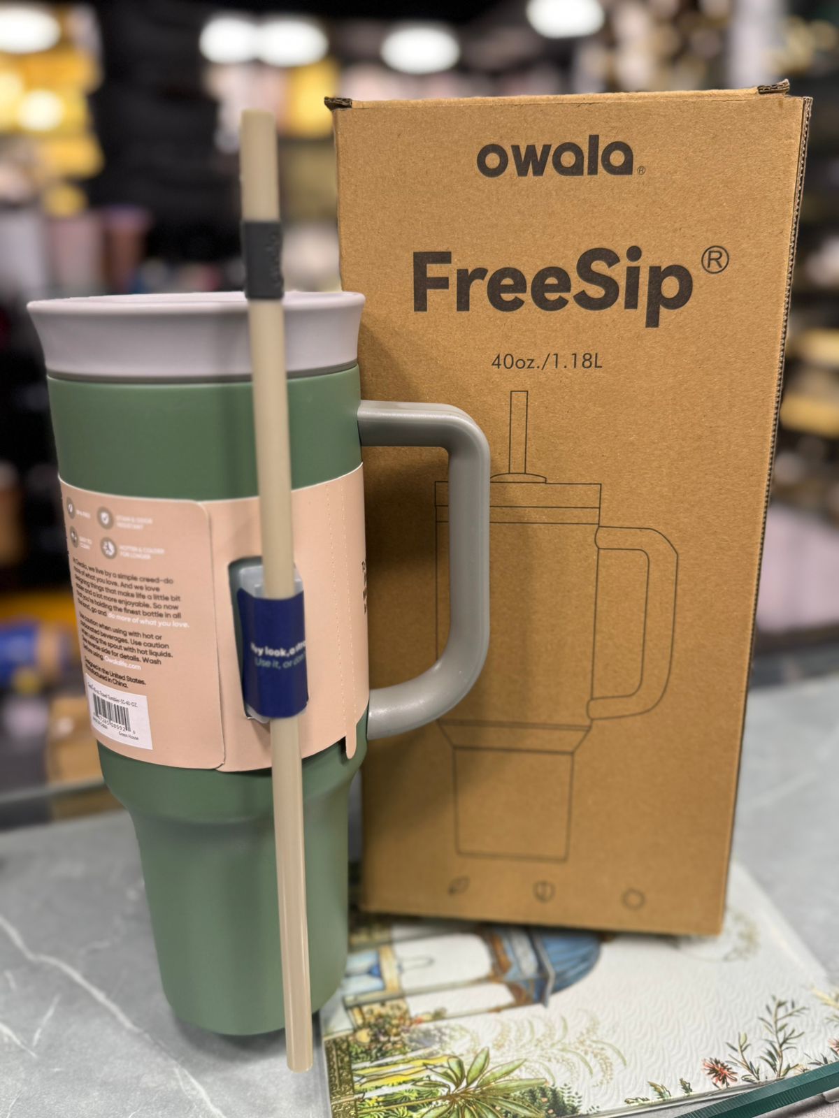 Owala Stainless Steel Triple Layer Insulated Travel Tumbler with Spill Resistant Lid, Straw, and Carry Handle, BPA Free, 40 oz