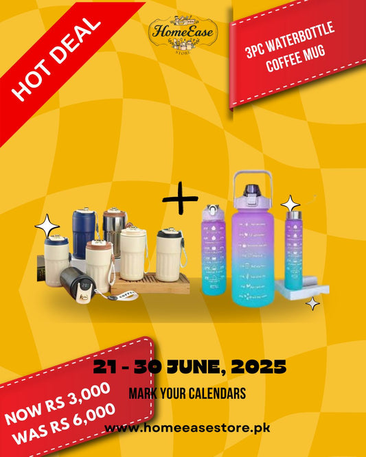 3PC Water Bottle + Coffee Mug Combo