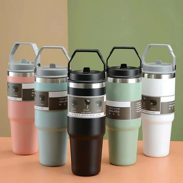 2in1 Drinkware Combo-900 ML Steel Thermos & 510 ML LED Temperature Coffee Cup