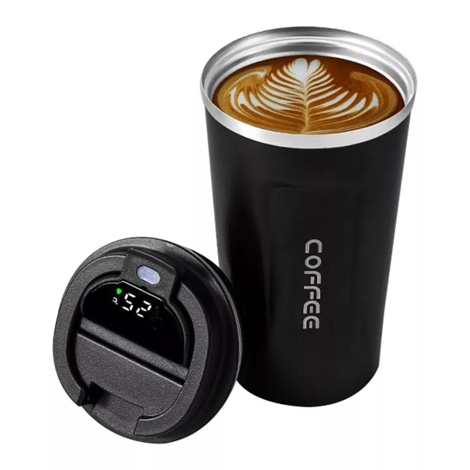 2in1 Drinkware Combo-900 ML Steel Thermos & 510 ML LED Temperature Coffee Cup