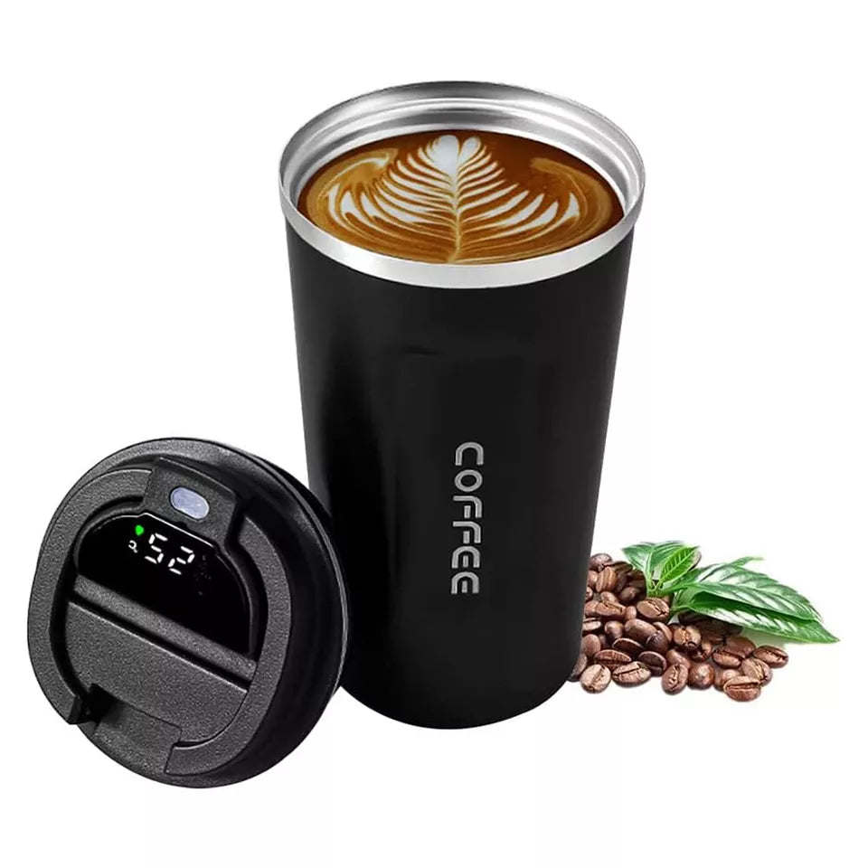 2in1 Drinkware Combo-900 ML Steel Thermos & 510 ML LED Temperature Coffee Cup