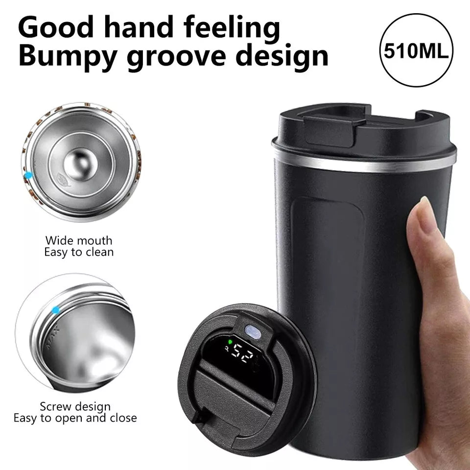 2in1 Drinkware Combo-900 ML Steel Thermos & 510 ML LED Temperature Coffee Cup